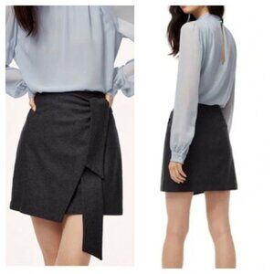 Wilfred Womens Gray Stretch Wrap Waist Tie Comfort A-Line Skirt Size 0